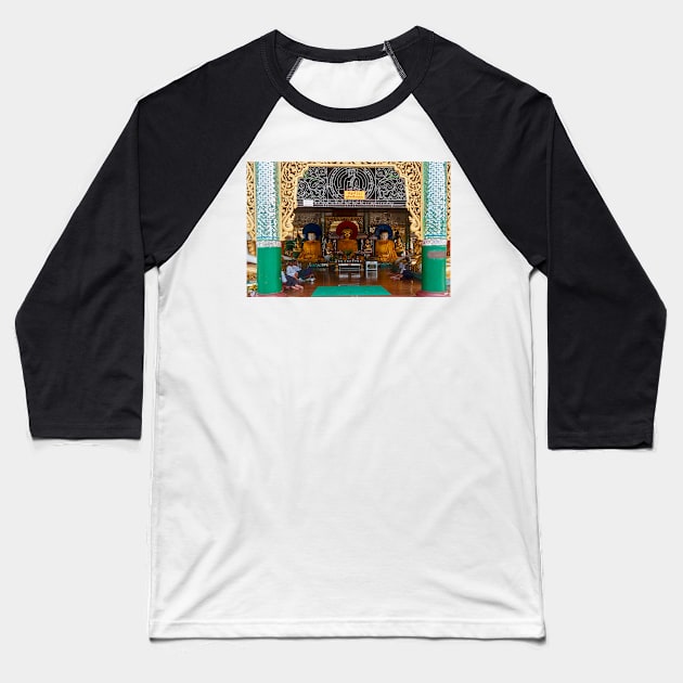 Shwedagon Pagoda2 Baseball T-Shirt by bulljup